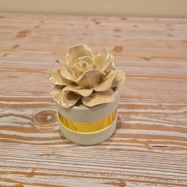 Scatolina Portaconfetti con Rosa in Ceramica