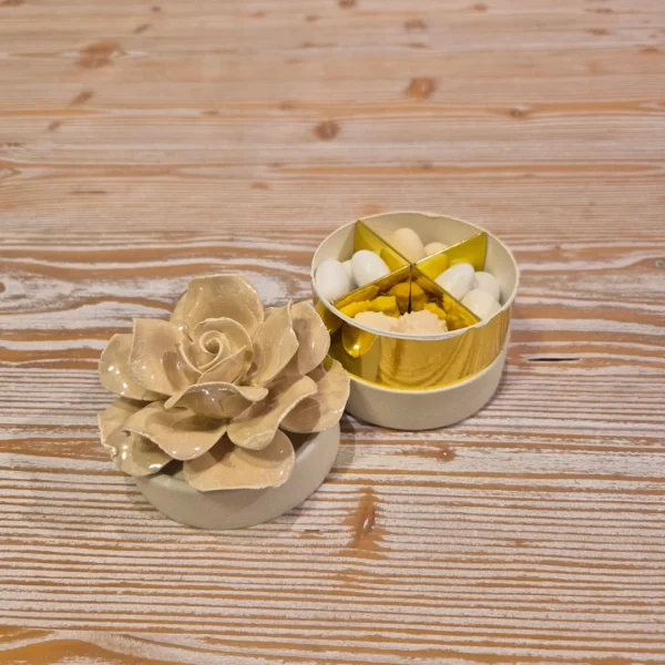 Scatolina Portaconfetti con Rosa in Ceramica